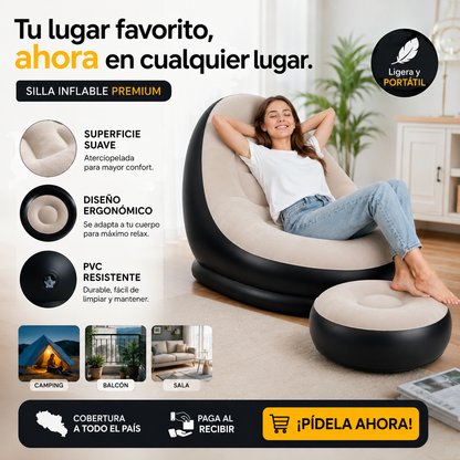 Silla Inflable Premium 🌟 Ligera y Portátil de PVC Resistente 🔥