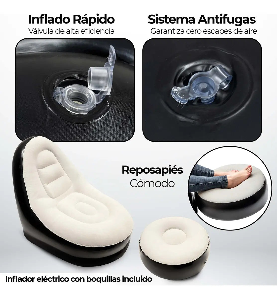 Silla Inflable Premium 🌟 Ligera y Portátil de PVC Resistente 🔥