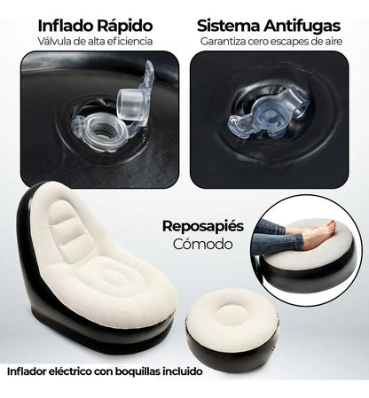 Silla Inflable Premium 🌟 Ligera y Portátil de PVC Resistente 🔥
