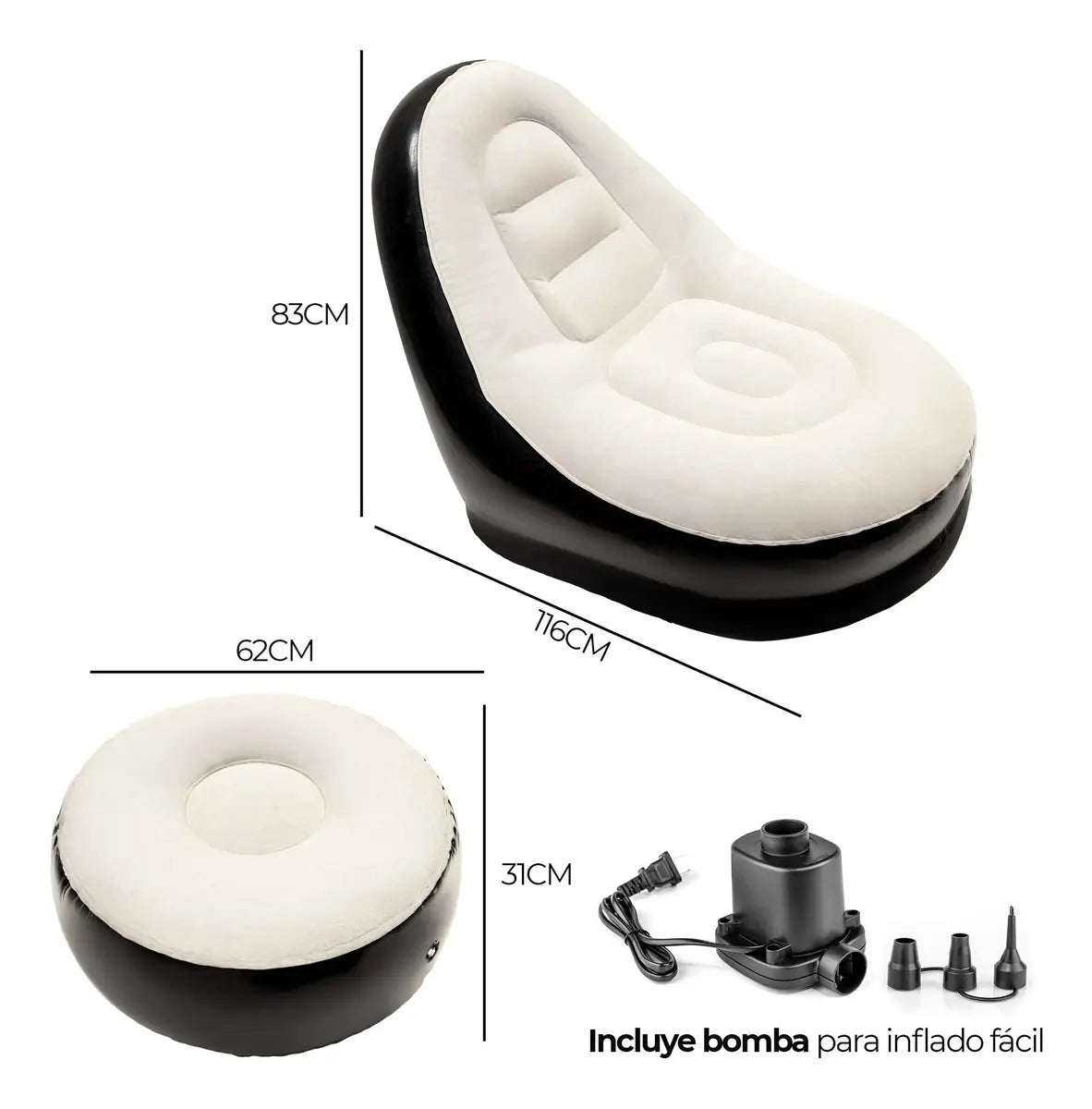 Silla Inflable Premium 🌟 Ligera y Portátil de PVC Resistente 🔥